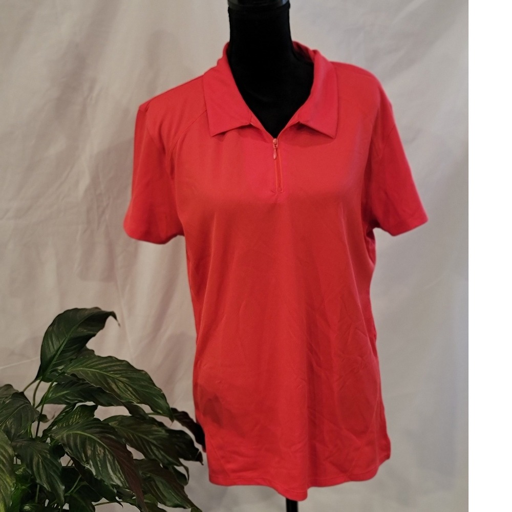 Magellan Outdoors Fish Gear Womens XXL‎ Red MagWick Quarter Zip Polo Shirt Top